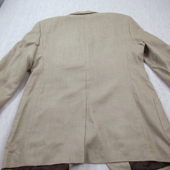 Brooks Brothers 346 Blazer Jacket Mens Beige Houndstooth Wool Single Breasted - Picture 2 of 13